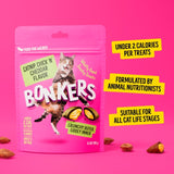 Bonkers cat treats catnip chick n cheddar, imported from the UK