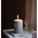 Liljeholmens pressed pillar candle dusty grey 68x100mm, UK version