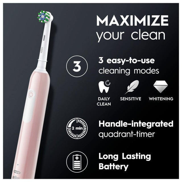 Oral-B Pro 1 3D White Pink electric toothbrush, imported from the UK