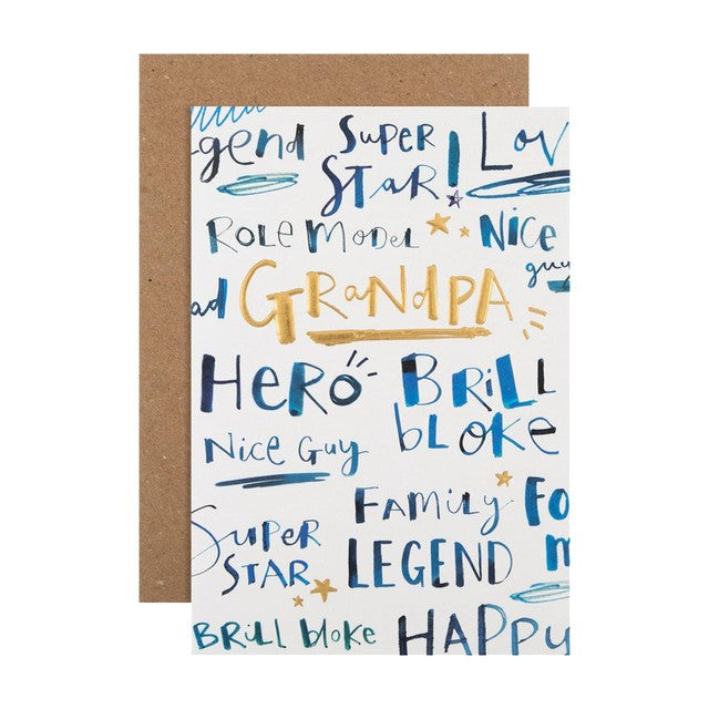M&S Grandpa Father's Day card with gold foiling, imported from the UK