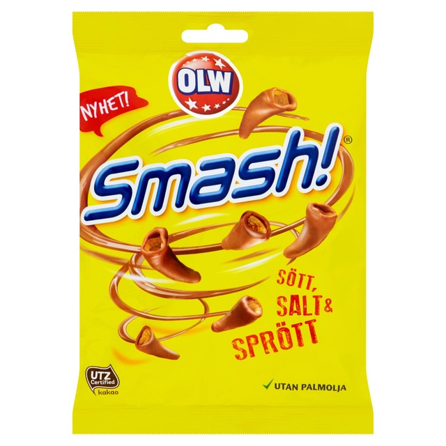 OLW Smash chocolate covered corn snacks 100g, imported from the UK