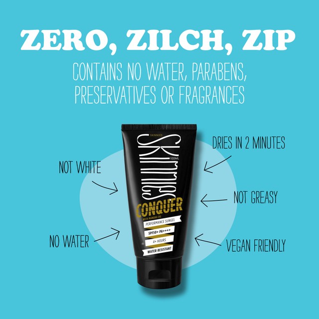 Skinnies SPF 50+ Sunscreen Sungel Conquer 100ml (British brand)