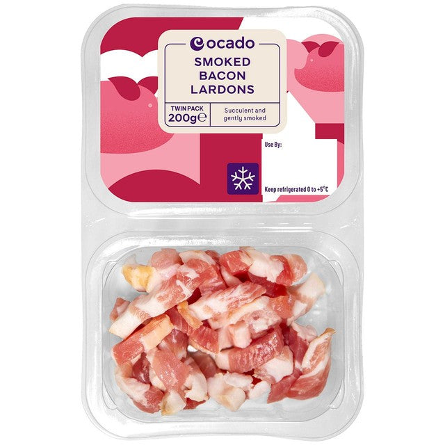 Ocado smoked bacon lardons 200g, imported from the UK