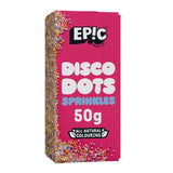 Epic Disco Dots cake sprinkles, imported from the UK