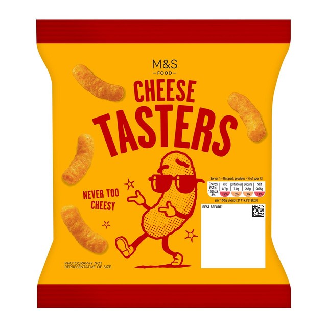 M&S Cheese Tasters cheese flavour corn snacks 30g, imported from the UK