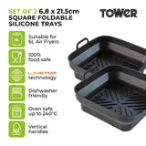 Tower foldable silicone square trays for air fryers, UK version