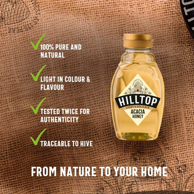 Hilltop Acacia honey 340g, UK version