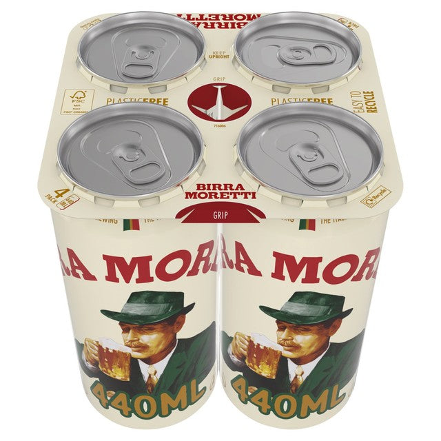 Birra Moretti lager beer 4 x 440ml cans - British product