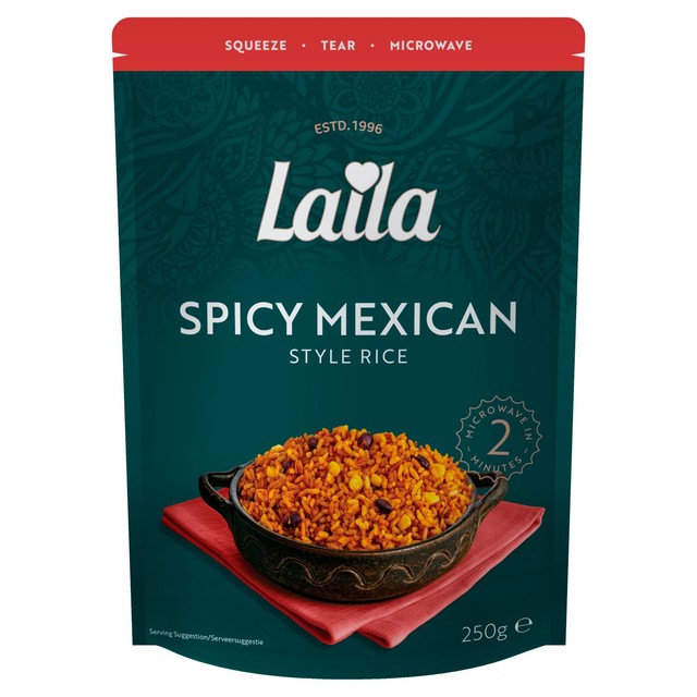 Laila spicy Mexican microwave rice 250g, UK version