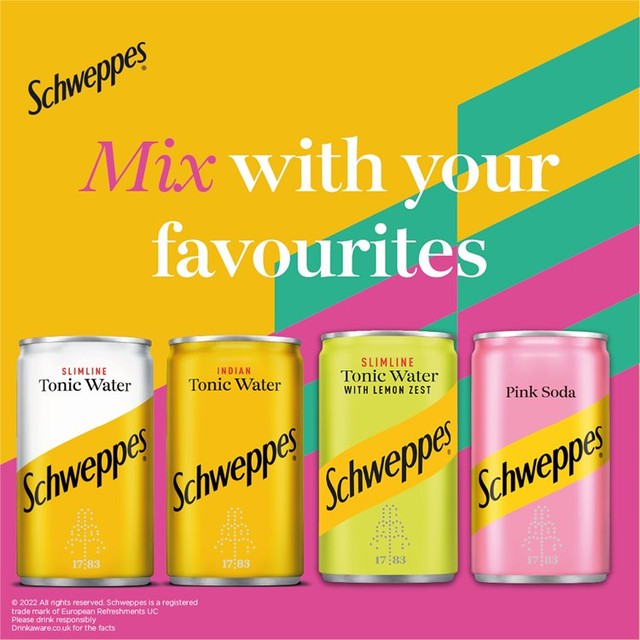 Schweppes Pink Soda soft drink 12 x 150ml (British brand)
