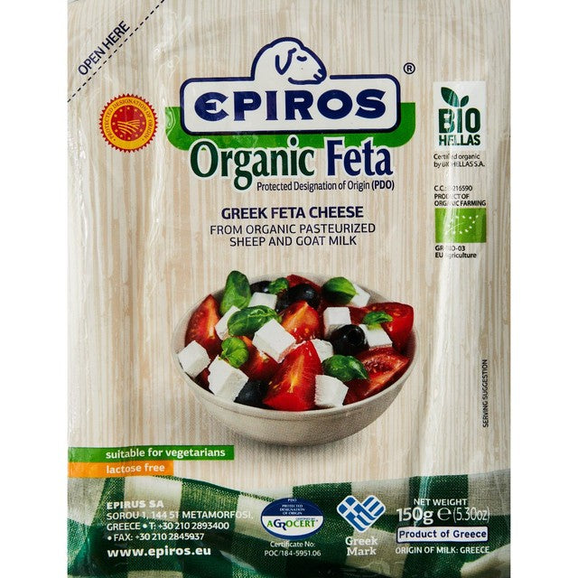 Epiros Organic Sheep and Goat Milk Feta Cheese 150g - British product