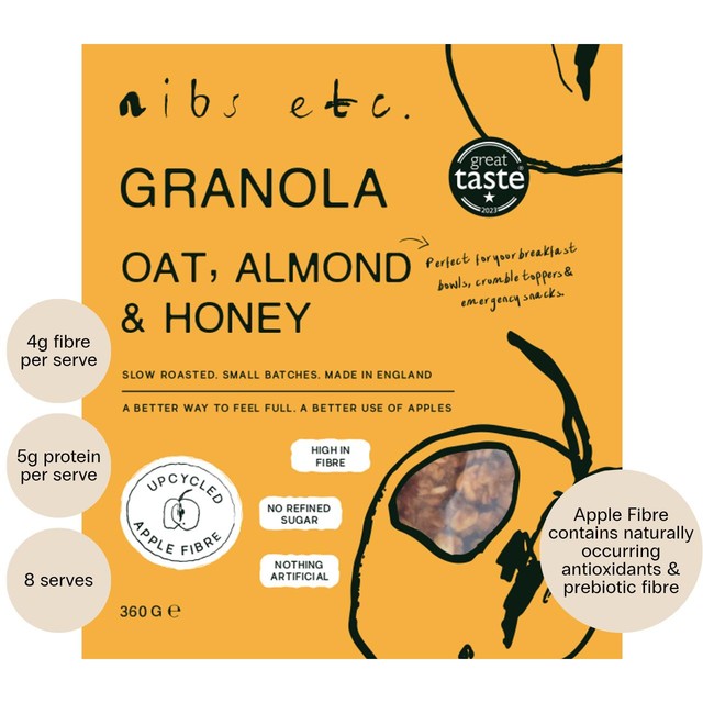 nibs etc. Oat, Almond & Honey granola 450g, imported from the UK