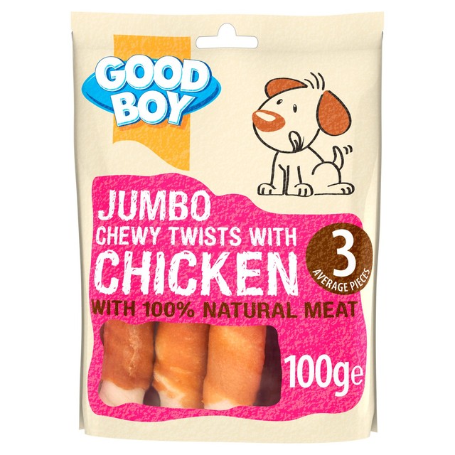Good Boy Jumbo Twisters with Chicken dog treats 100g, UK version