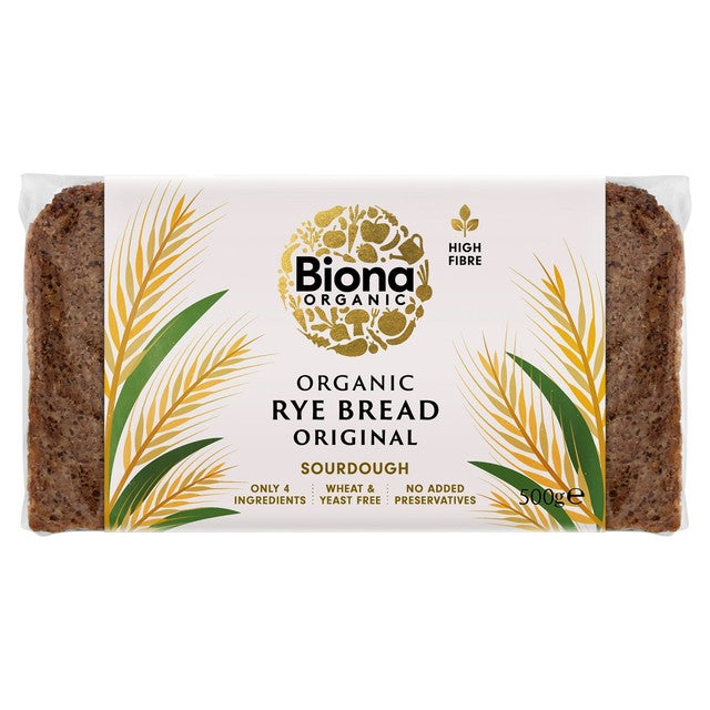 Biona Organic Rye Bread Sliced 500g - British product