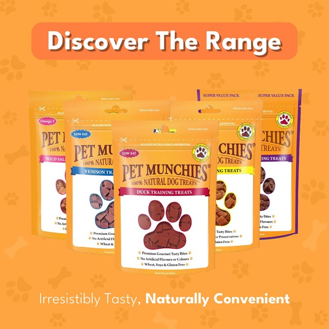Pet Munchies duck dog treats 50g, imported from the UK