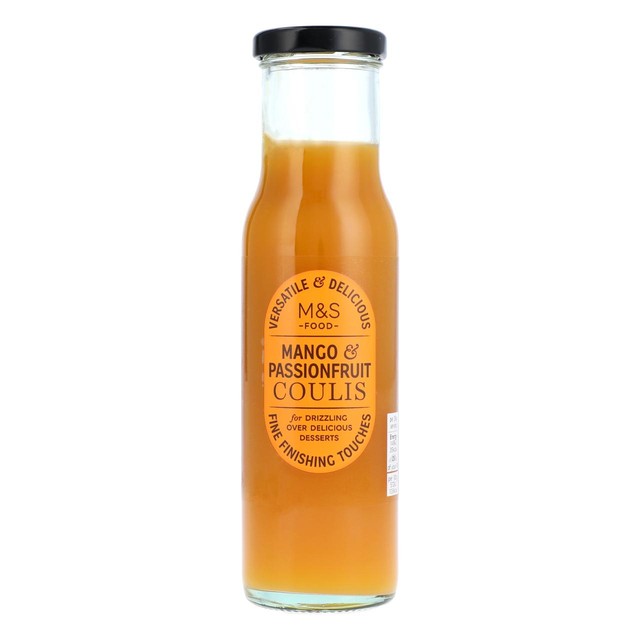 M&S Mango & Passion Fruit Coulis 260g, imported from the UK