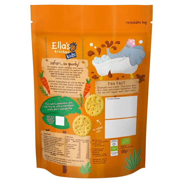 Ella's Kitchen organic carrot rosemary crackers for toddlers, UK version