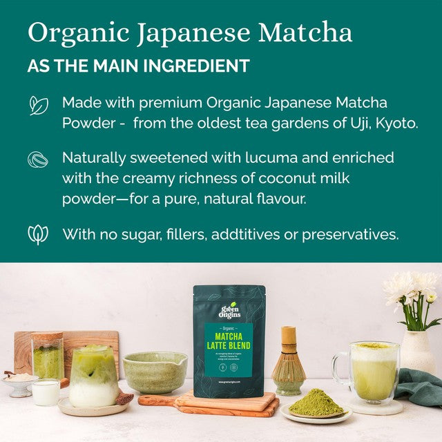 Green Origins Organic Super Japanese Matcha Latte Blend 100g, UK version