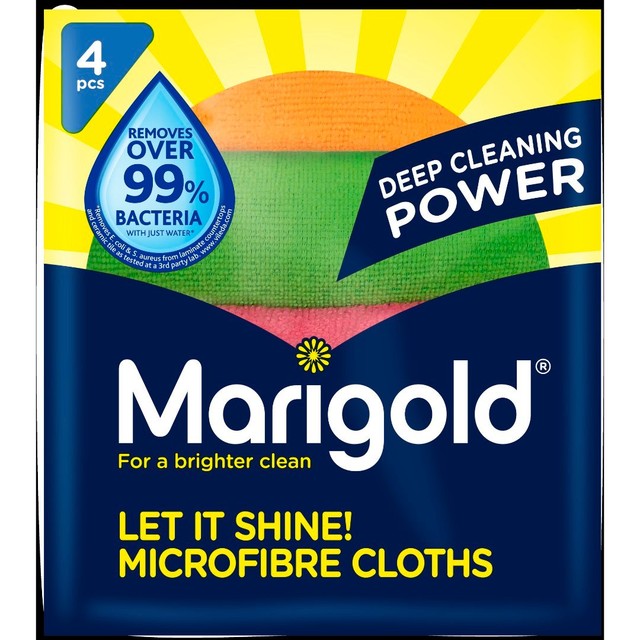 Marigold Let It Shine microfibre cloths 30x30cm 4-pack, imported from the UK