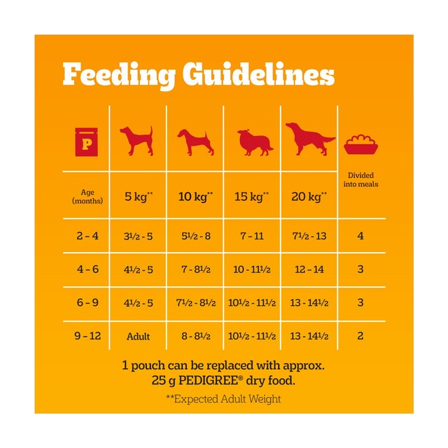 Pedigree puppy wet dog food pouches mixed in jelly 12x100g, imported from the UK