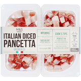 M&S Italian unsmoked diced pancetta 130g, imported from the UK
