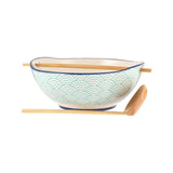 M&S Rayware Typhoon World Foods Ceramic Stoneware Noodle Soup Bowl Set with Bamboo Ladle and Chopsticks 800ml- Buy online at McGrocer