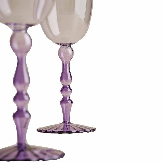 M&S Set of 2 Deco Wine Glasses, One Size, Lilac