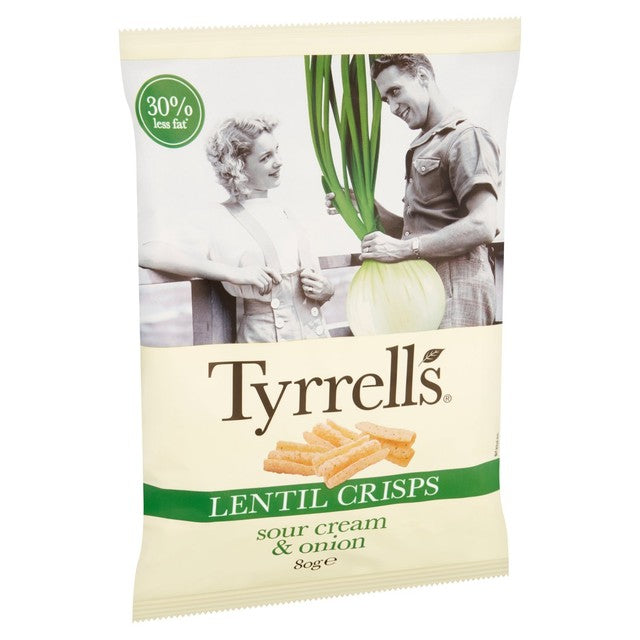 Tyrrells Lentil crisps Sour Cream & Onion 80g (British brand)