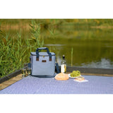 Three Rivers navy and white striped picnic blanket 150x135cm (British brand)