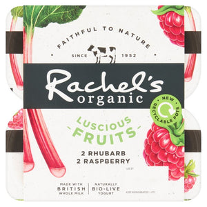 Rachel's Organic Luscious Fruits Rhubarb & Raspberry Yogurt 4 x 110g