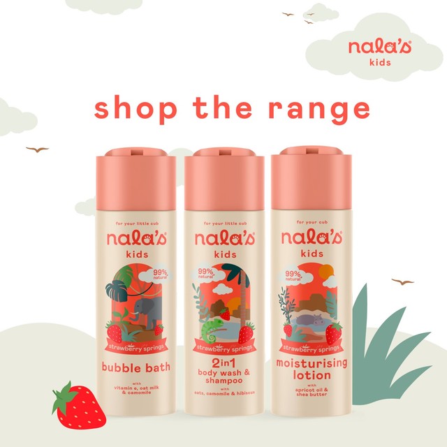 Nala's Baby children's 2in1 wash and shampoo Strawberry Springs 200ml, imported from the UK