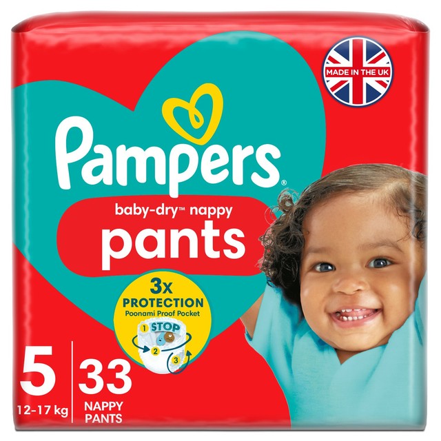 Pampers Baby-Dry Nappy Pants Size 5, imported from the UK