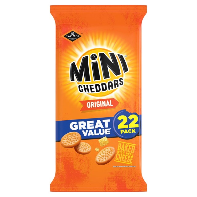 Jacob's Mini Cheddars Original cheese snack biscuits multipack, UK version