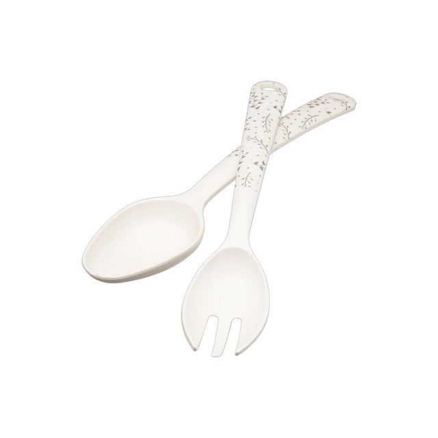 Natural Elements recycled plastic salad servers with leafy pattern - British product