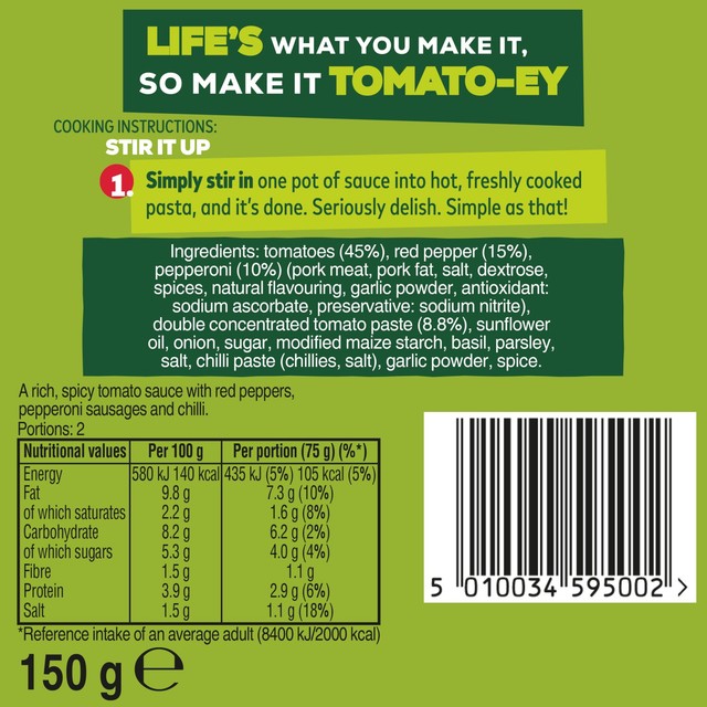 Dolmio Pepperoni & Tomato Pasta Sauce 150g - British product