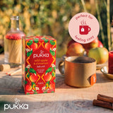 Pukka Herbs wild apple and cinnamon with ginger herbal tea bags 20 teabags, imported from the UK