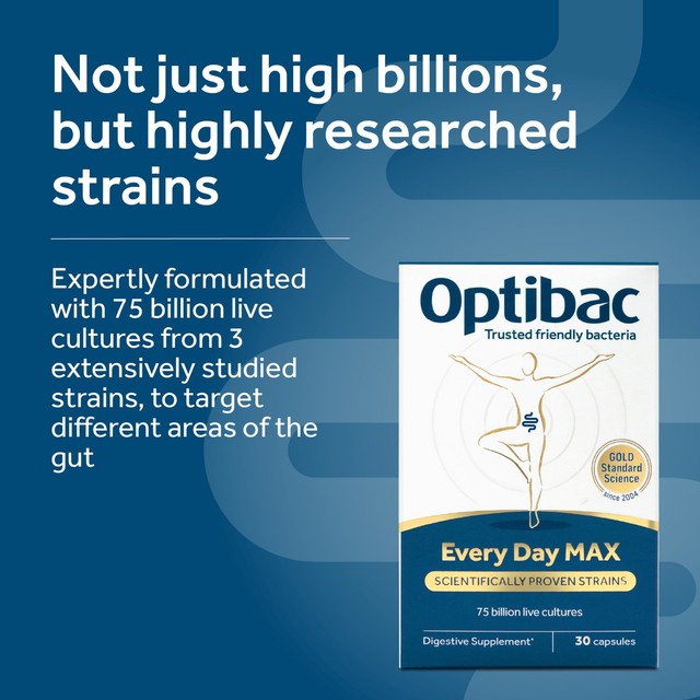 Optibac Every Day MAX probiotic supplement 30 capsules, imported from the UK