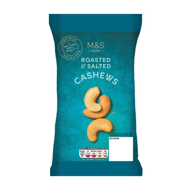 M&S roasted and salted cashew nuts 150g, imported from the UK