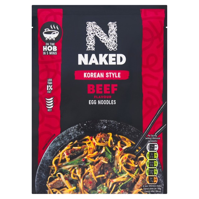 Naked Korean Beef stir fry noodles 100g, imported from the UK