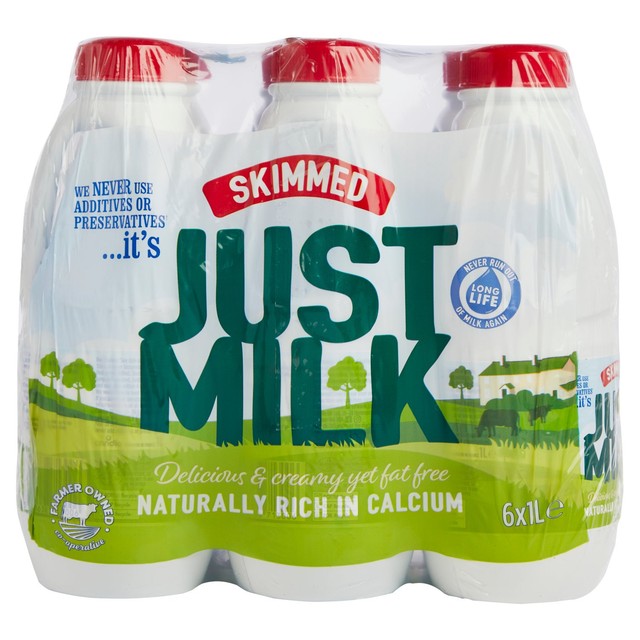 Just Milk Skimmed UHT Milk 6 x 1L - British product