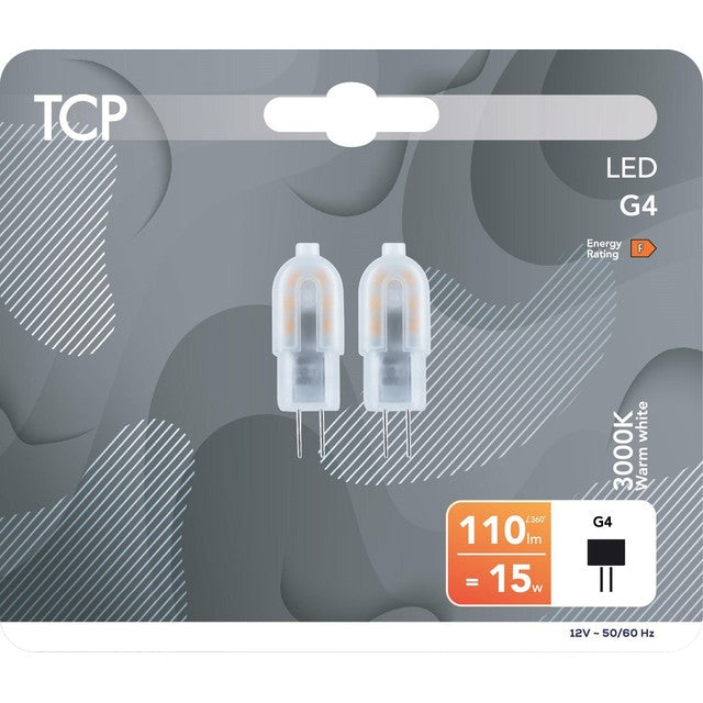 TCP LED G4 15W light bulbs pack of 2 (British brand)