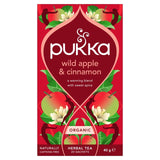 Pukka Herbs wild apple and cinnamon with ginger herbal tea bags 20 teabags, imported from the UK