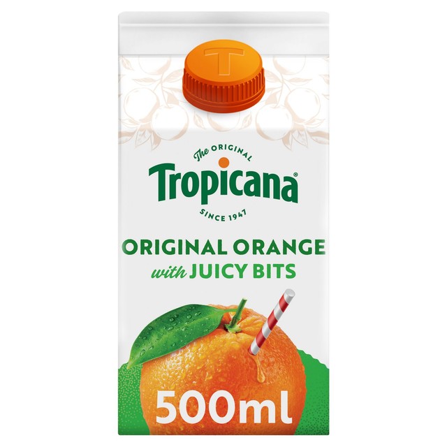 Tropicana original orange juice with bits 500ml (British brand)