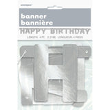 M&S Unique Party Happy Birthday Silver Deluxe Jointed Party Banner 4ft- Buy online at McGrocer