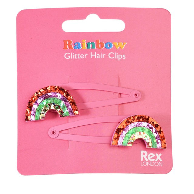 Rex London glitter rainbow hair clips (British brand)