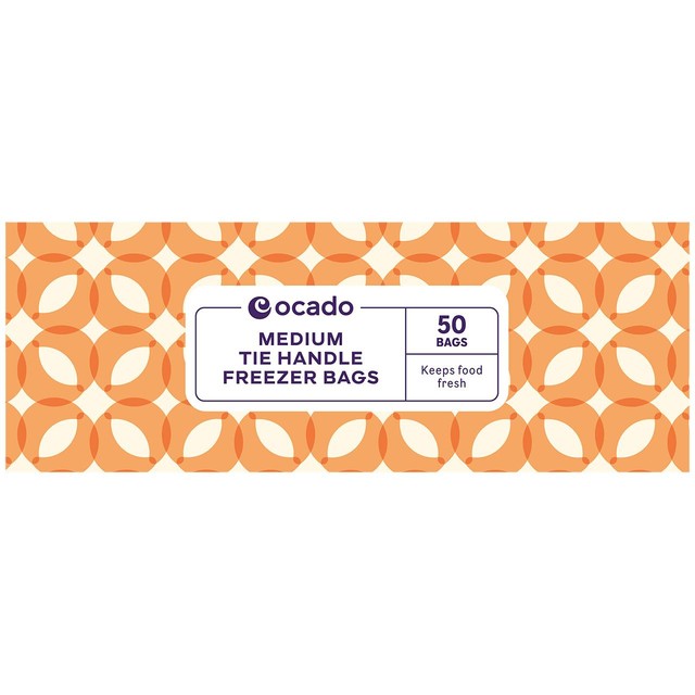 Ocado medium tie handle freezer bags, imported from the UK