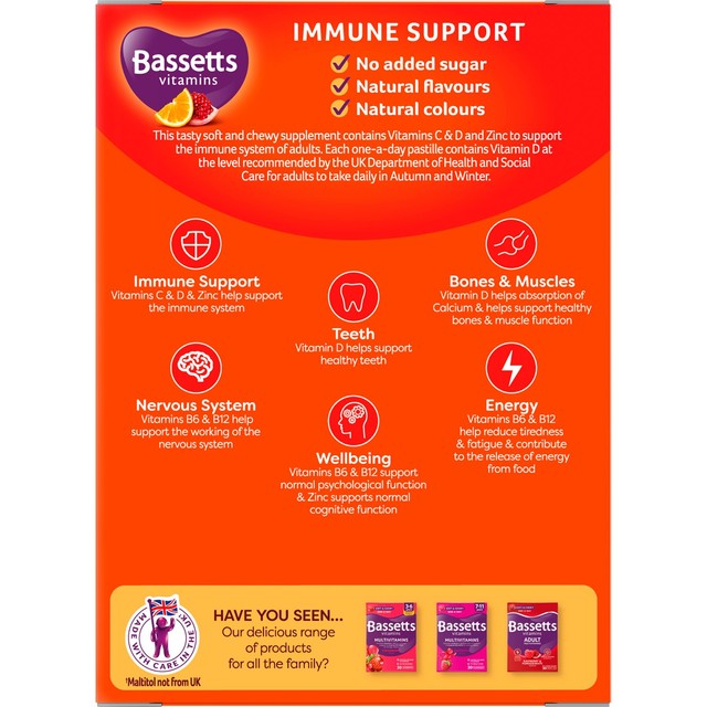Bassetts Adult Immune Support Orange & Pomegranate pastilles 30 per pack - British product