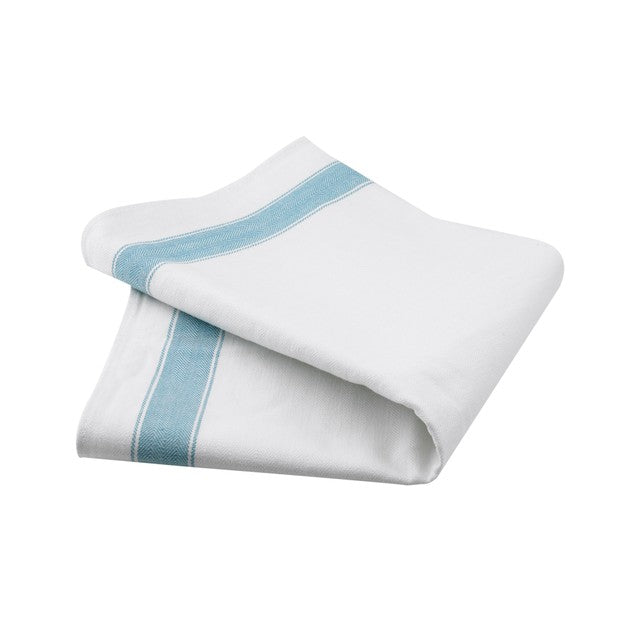 Belledorm white and green stripe tea towel, pack of 2 (British brand)