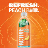 Volvic Peach Active vitamin flavoured water, imported from the UK