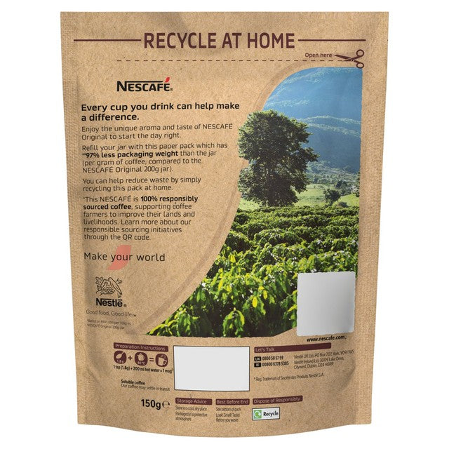 Nescafe Original instant coffee refill 150g, imported from the UK